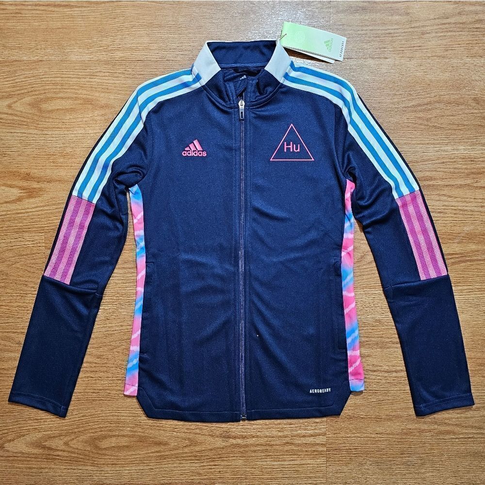 Adidas Pharrell Human Race Track Jacket Women's XS Navy Pink White Soccer Run LE